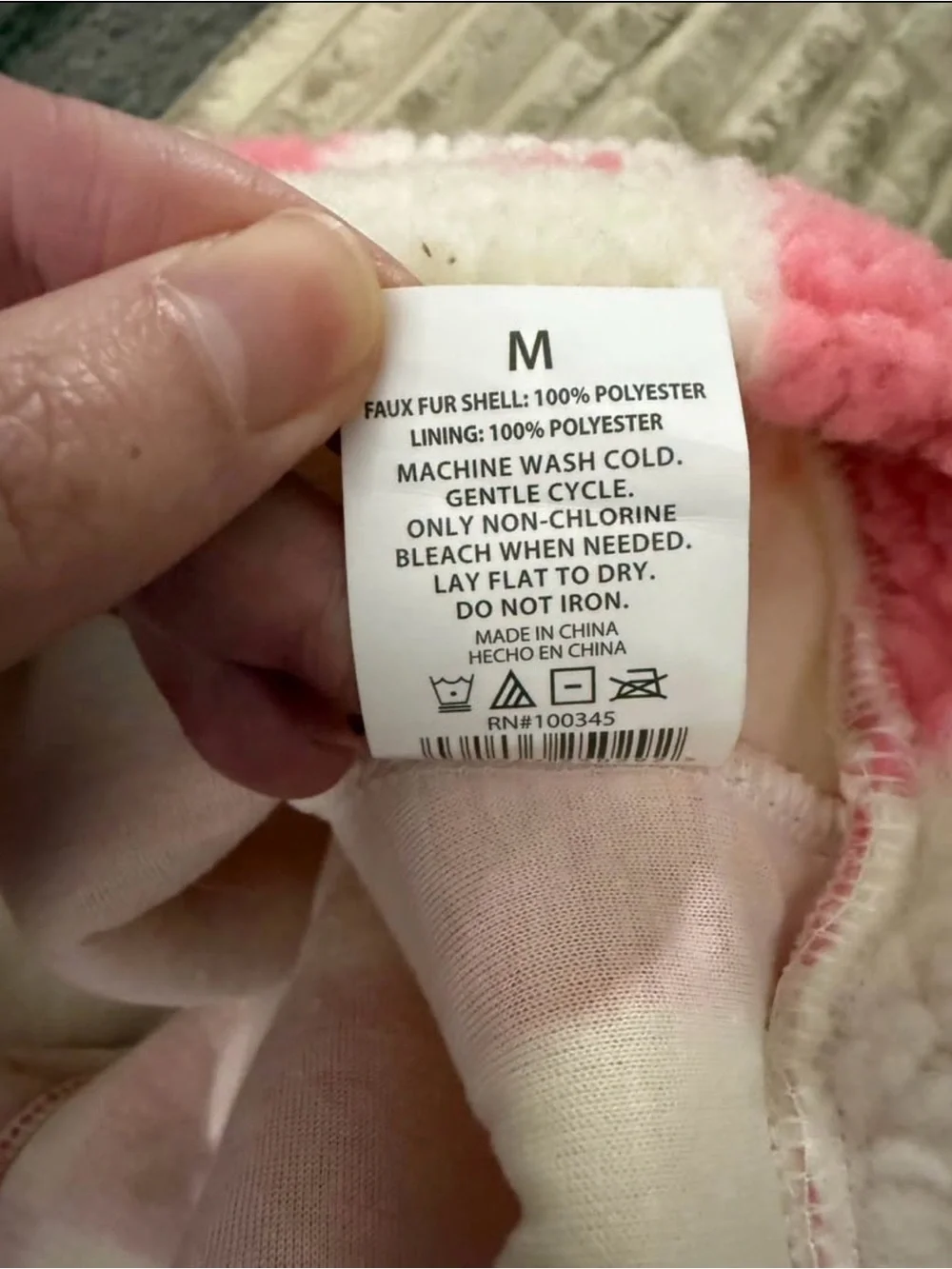 Size M Pink White Checkered Sherpa Dog Sweater